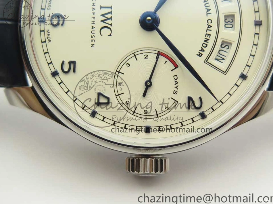 MIROTIME 0521 Affordable Portuguese Real PR Real Annual Calendar IW5035 ZF 1:1 Best Edition White Dial Blue Markers on Blue Leather Strap A 7143